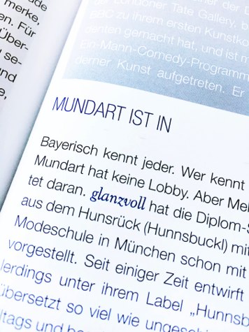 HUNNSBUCKL BY IWAZWERSCH in der GLANZVOLL Winterausgabe 2016 - Vielen Dank an die Redaktion der Glanzvoll für die liebevolle Unterstützung in den vergangenen Jahren - www.iwazwersch.de - www.shop-iwazwersch.de - Hunsrück - Hunnsbuckl - Heimat - Design