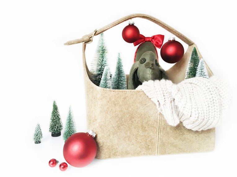 Der Hunnsbuckl in Weihnachtsstimmung in seinem Körbchen - HUNNSBUCKL BY IWAZWERSCH - www.iwazwersch.de - www.shop-iwazwersch.de - Hunsrück - Hunnsbuckl - Weihnachten